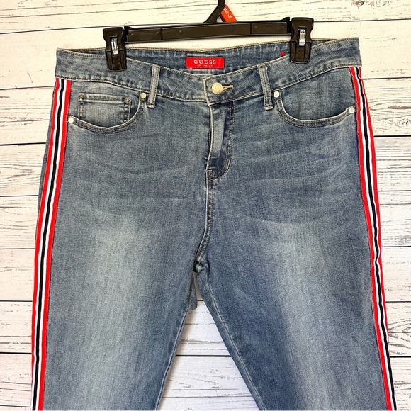 Guess Women's Denim Jeans With Red Stripe - Picture 2 of 9